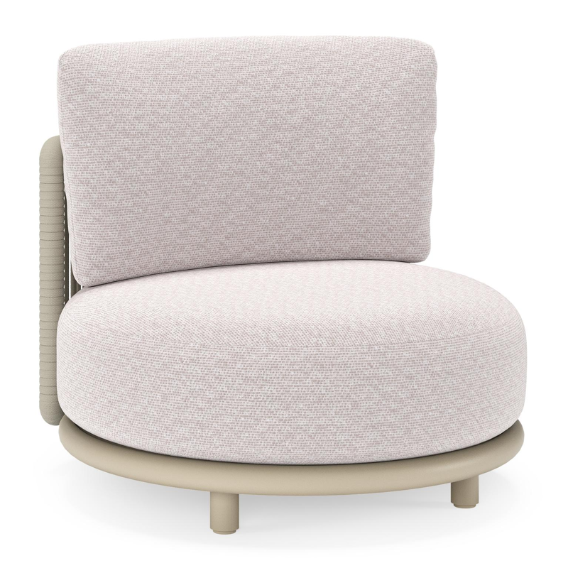 Lomano loungestoel in beige aluminium en beige verticaal geweven luxe vlakke rope met Wander Gobi all weather sunbrellaÂ® luxe