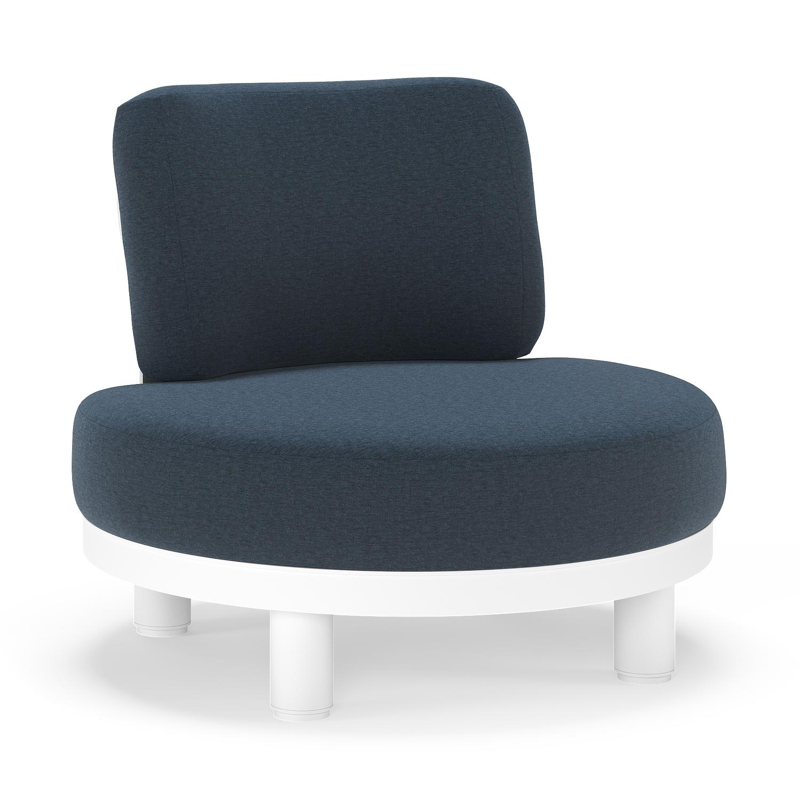 Donato loungestoel in wit aluminium met all weather sunbrella® luxe Heritage Indigo kussen