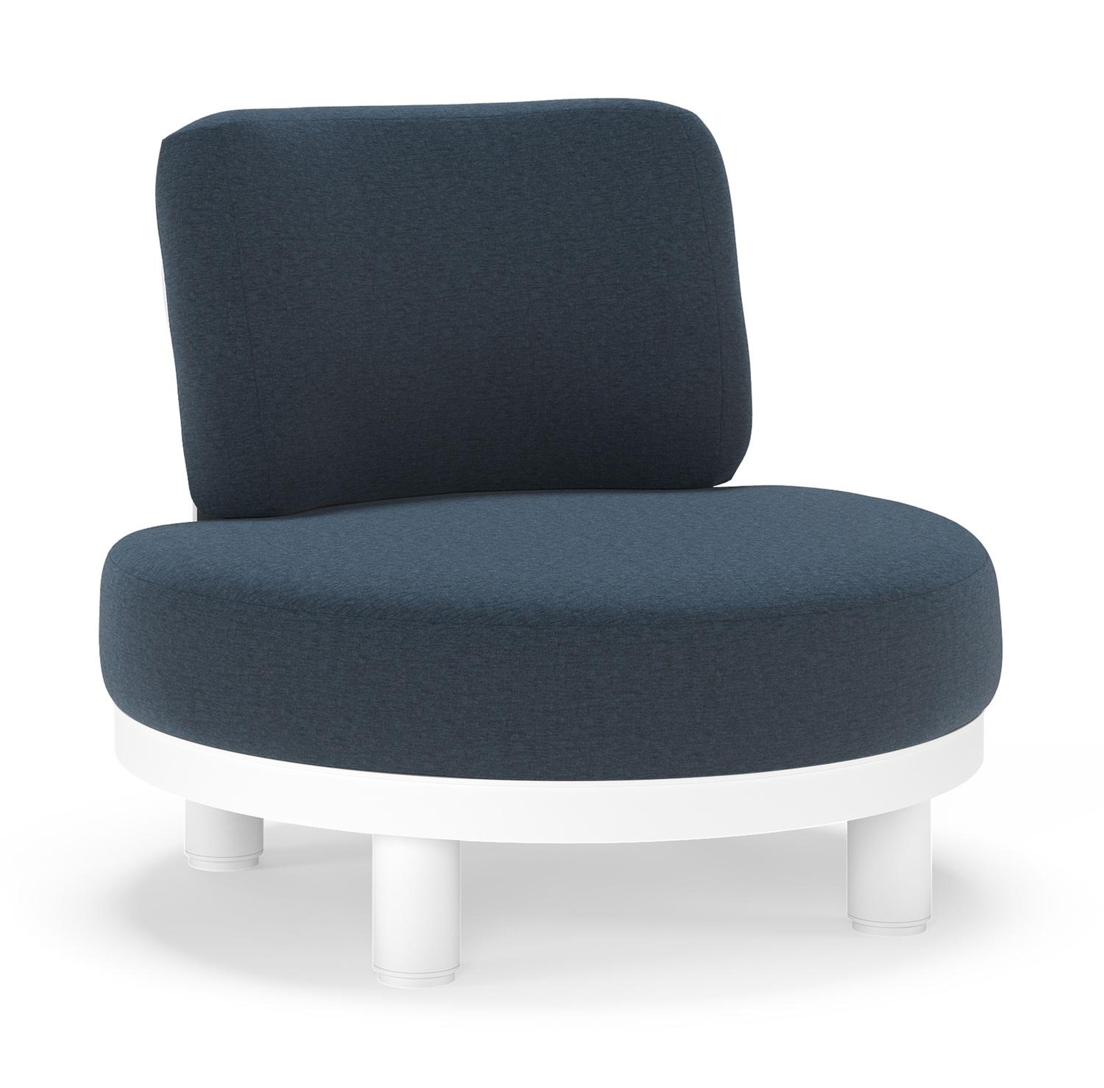 Donato loungestoel in wit aluminium met All Weather Sunbrella® luxe Heritage Indigo kussen