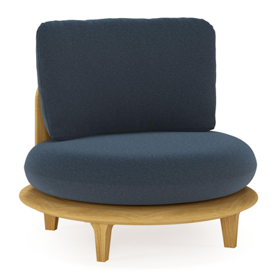 Bomero loungestoel in teak met heritage indigo all weather sunbrella® luxe kussen