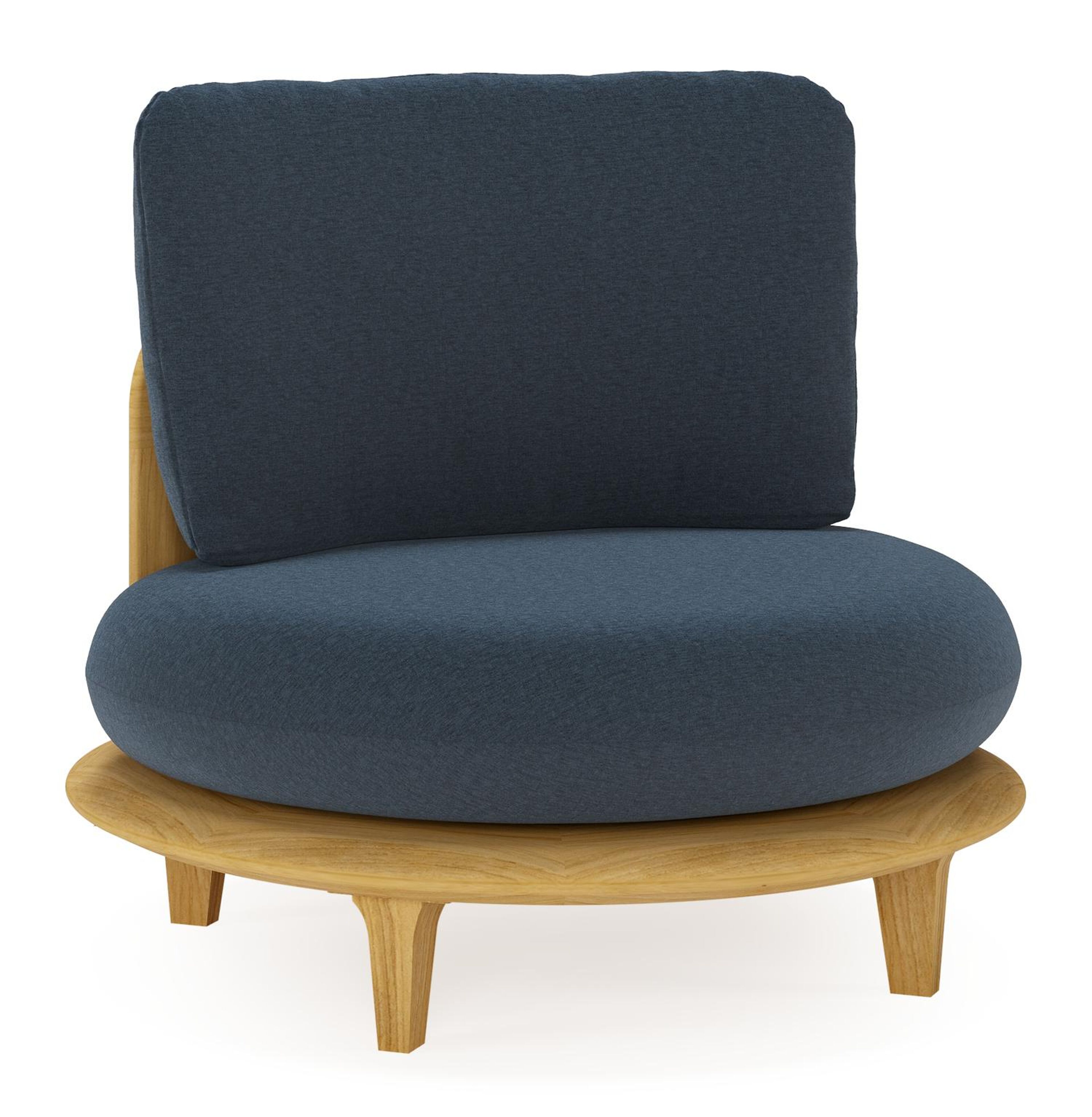 Bomero loungestoel in teak met heritage indigo all weather sunbrella® luxe kussen