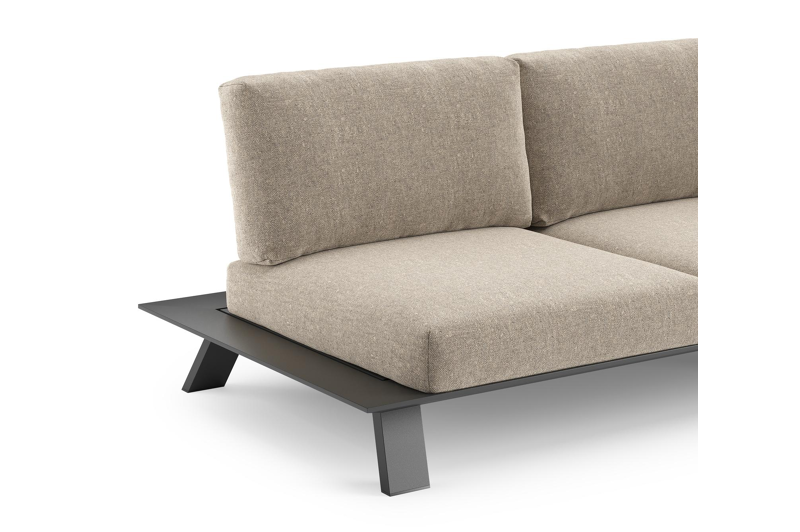 Cesano loungebank in zwart aluminium met chartres pewter all weather Sunbrella® luxe kussen