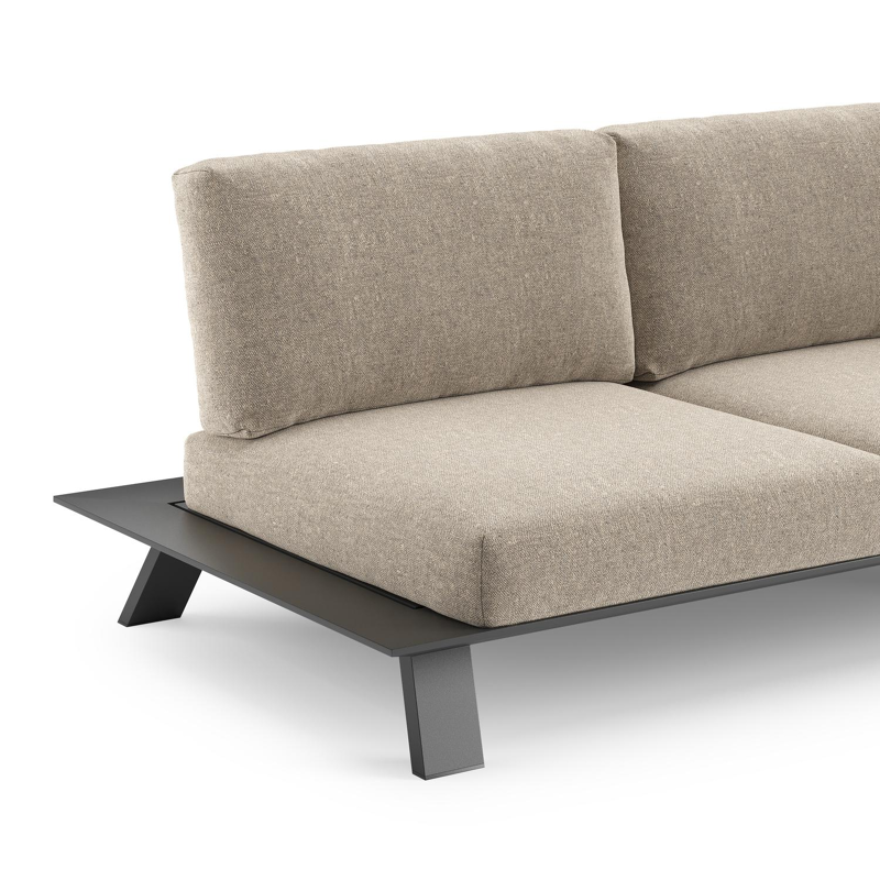 Cesano loungebank in zwart aluminium met chartres pewter all weather Sunbrella® luxe kussen