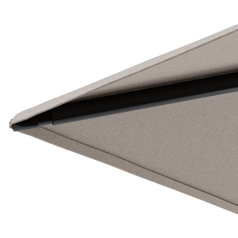 Minore zweefparasol met tiltfunctie in zwart aluminium en Heritage Ash All Weather Sunbrella® Luxe parasoldoek - L1 350 x L2: 350 cm met parasolvoet Minore 260 kg met wielen