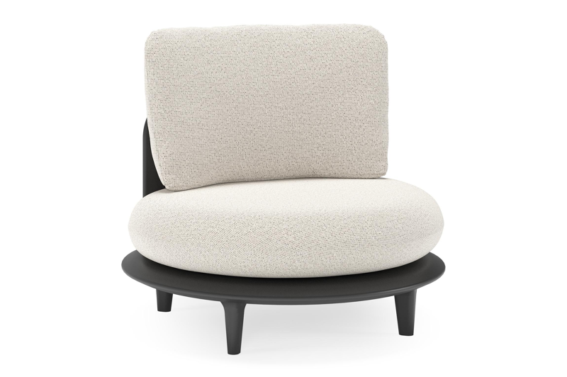 Fauteuil de jardin Bomero en aluminium noir et coussins en all weather solica firenze natural