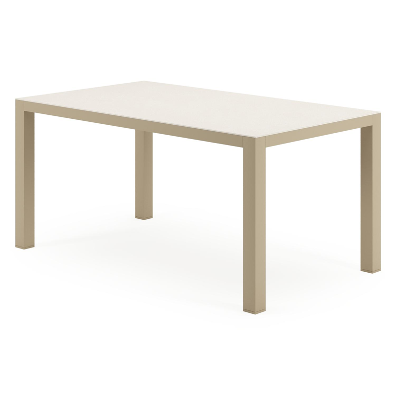 Varese tuintafel rechthoekig in beige aluminium en sintered stone Crema minerale - L 160 x B 92 x H 73.5 cm