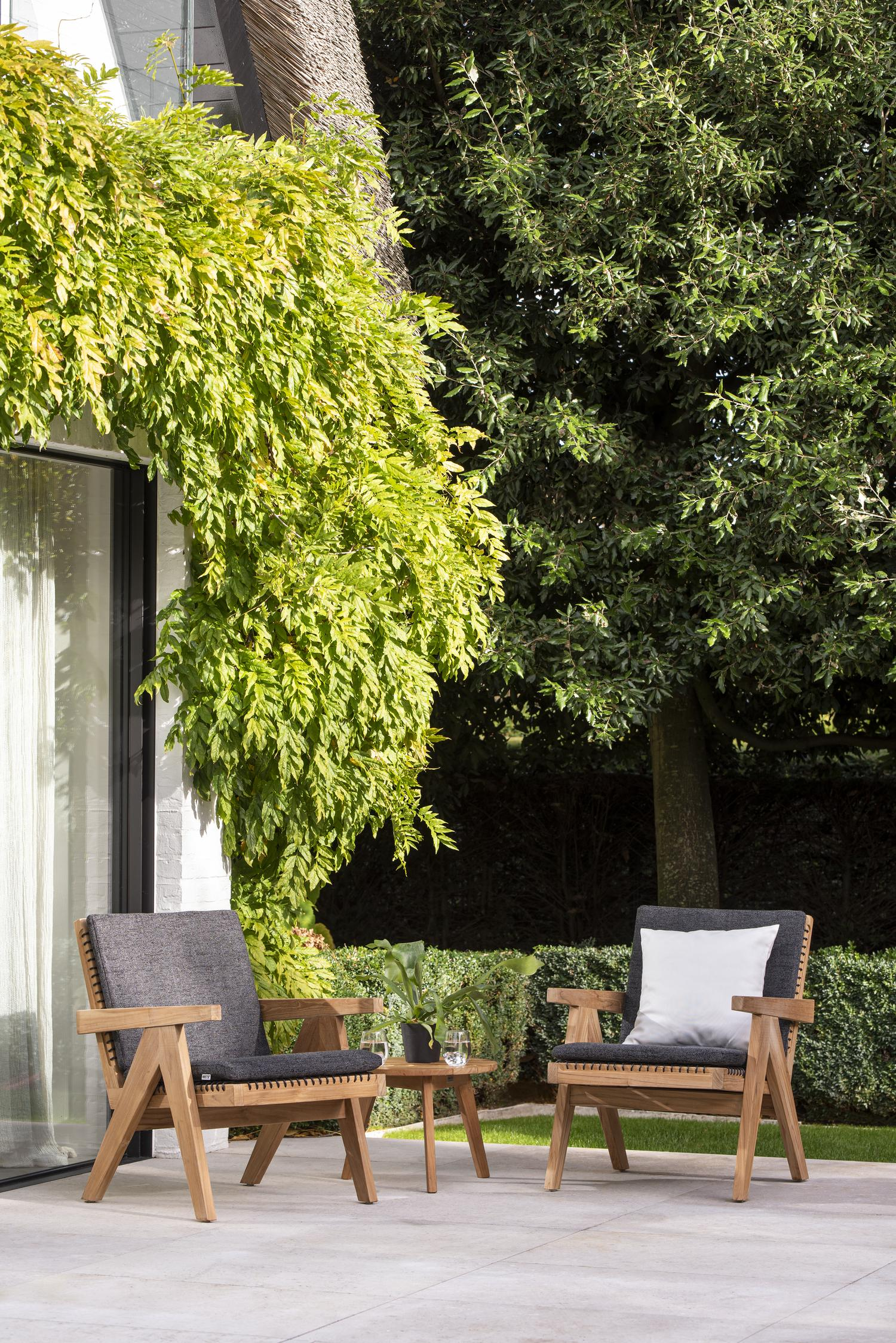 Fauteuil de jardin Trentino 1-pl en teck et résine tressée noir