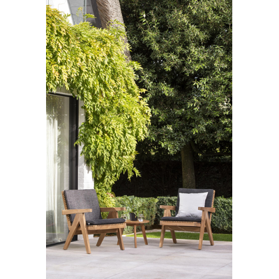 Trentino loungezetels 2 x 1-zit in teak en zwart wicker