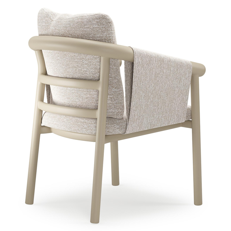 Chaise de jardin empilable Amico en aluminium beige et aluminium beige avec coussin en All Weather Sunbrella® Luxe Tundra Sand