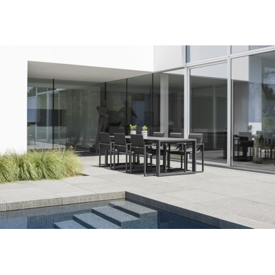 Verato tuinstoel in zwart aluminium en zwart comfort textilene