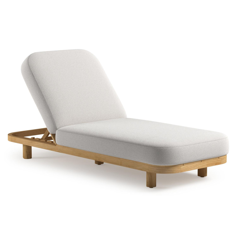 Chaise longue réglable Donato en teck avec All Weather Solica soul optik coussin