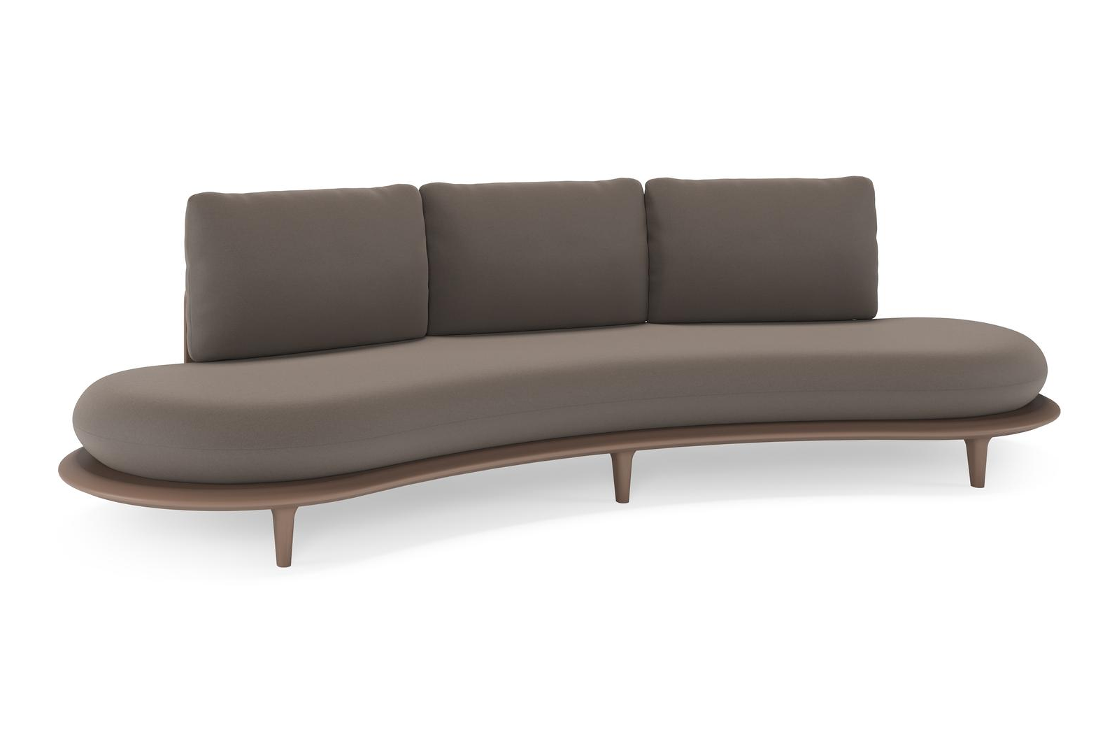 Bomero loungebank in taupe aluminium met natte nature grey all weather sunbrella® luxe kussen