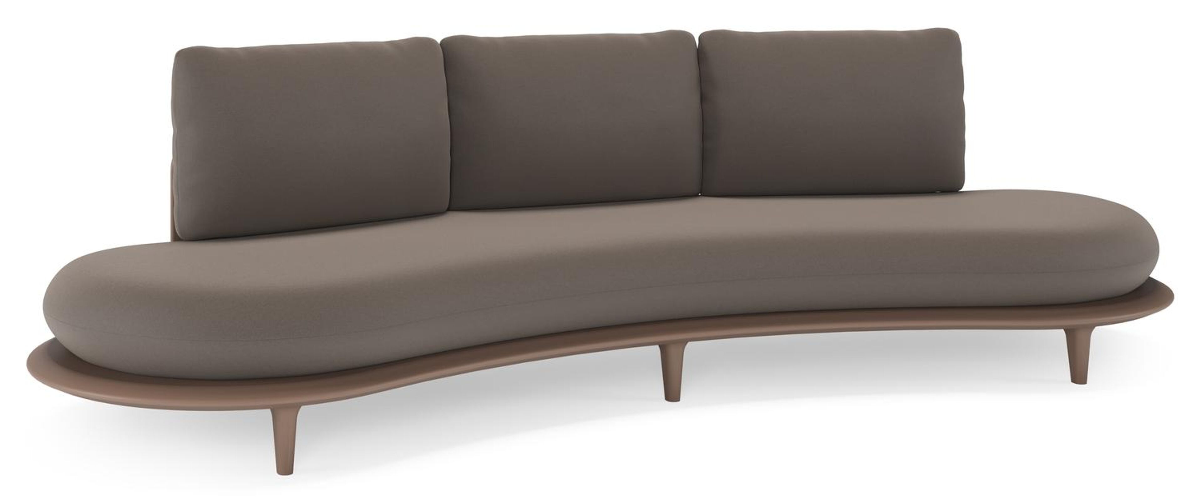 Bomero loungebank in taupe aluminium met natte nature grey all weather sunbrella® luxe kussen