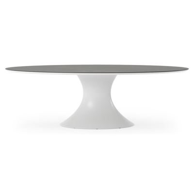Fano tuintafel ovaal in wit aluminium en volkeramiek Calatorao - L 240 x B 135 x H 75 cm