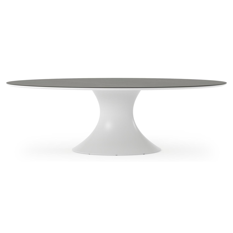 Fano tuintafel ovaal in wit aluminium en volkeramiek Calatorao - L 240 x B 135 x H 75 cm