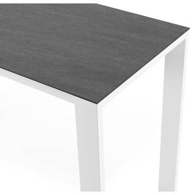 Verato bartafel in wit aluminium en volkeramiek Basalt Black - L 170 x B 70 x H 105 cm