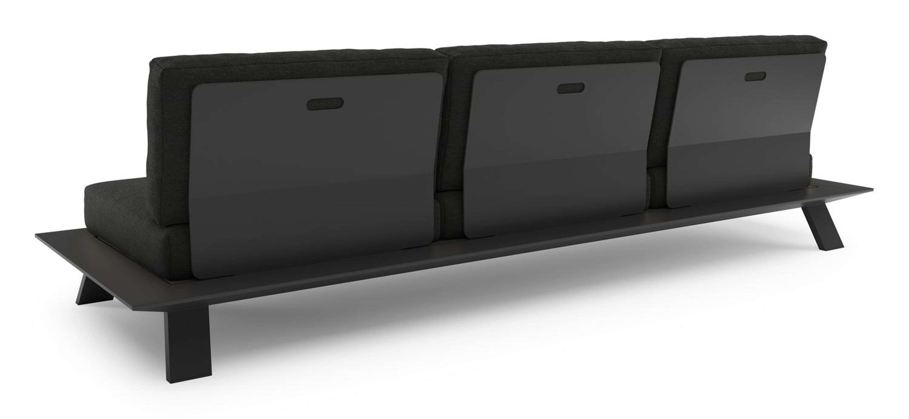 Cesano loungebank 3-zit in zwart aluminium met chartres sooty all weather sunbrella® luxe kussen