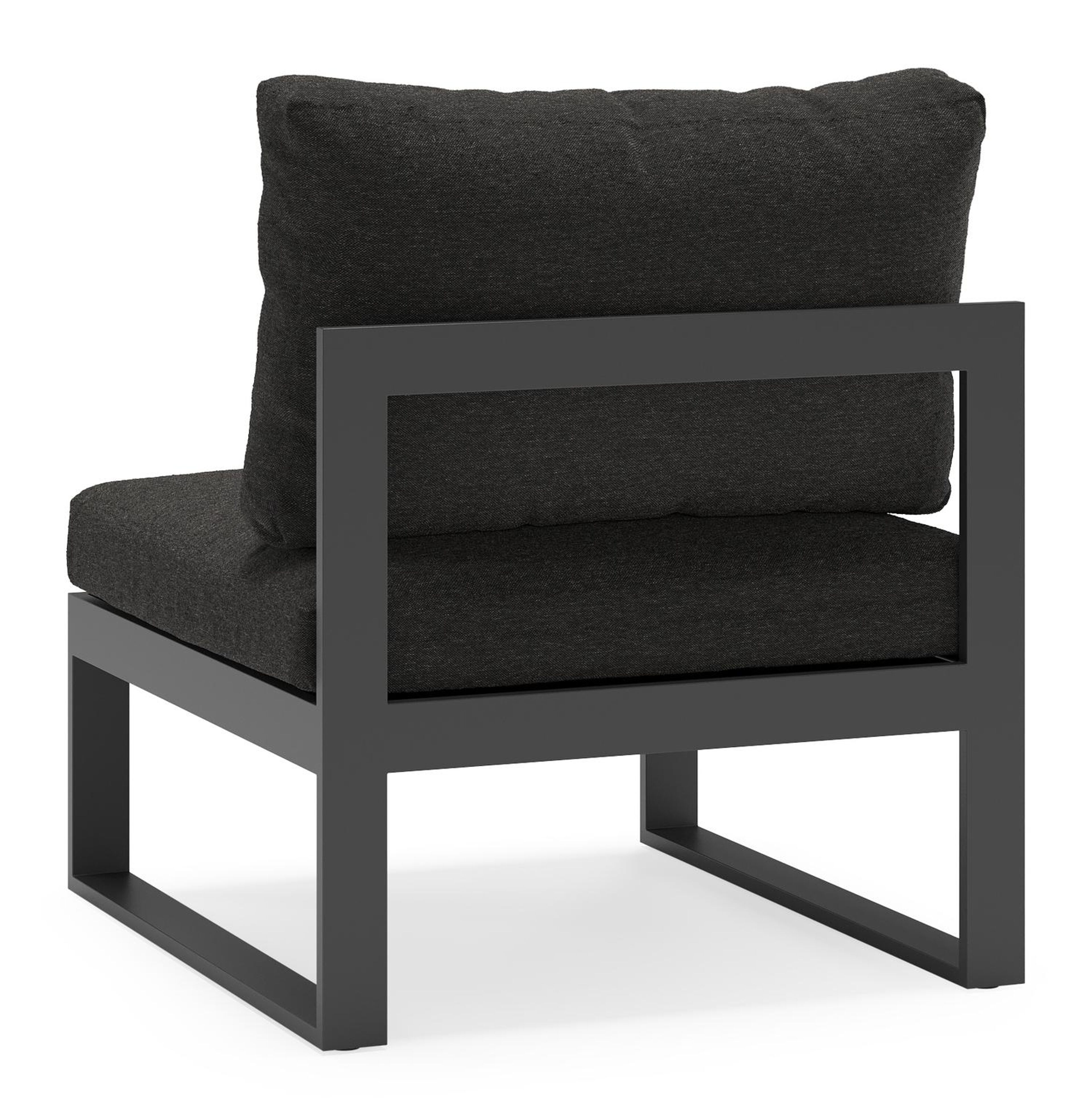 Fauteuil de jardin Caldela en aluminium noir avec coussins en weather+ softtouch noir