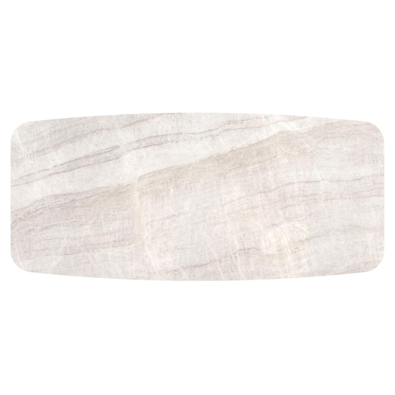 Orso tuintafel bootvorm in wit aluminium en volkeramiek Taj Mahal - L 255 x B 115 x H 74.5 cm