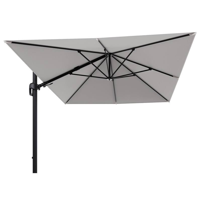 Parasol pendant Rufina avec fonction tilt en aluminium noir et toile de parasol en All Weather Solica Ego Eggshell  - Lg.1 400 x Lg.2 300 cm (sans pied de parasol