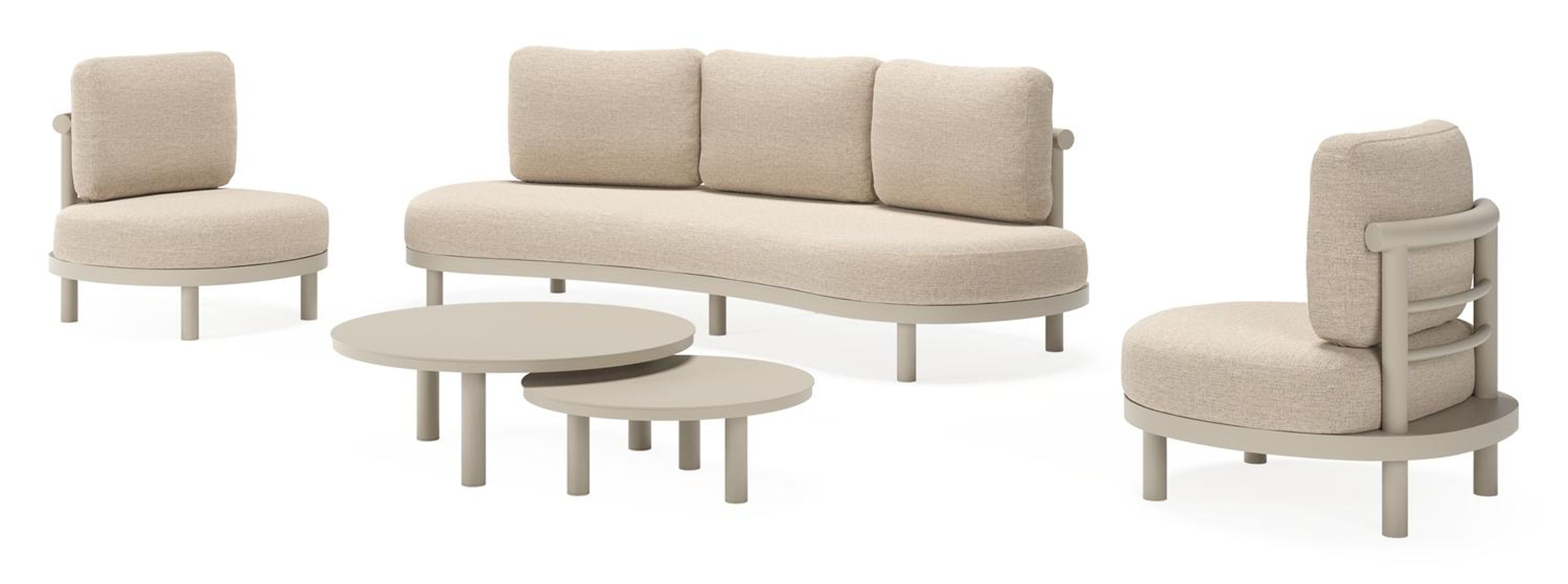 Lindo loungeset in beige aluminium met Rustic Weather+ Softtouch kussen en loungetafel