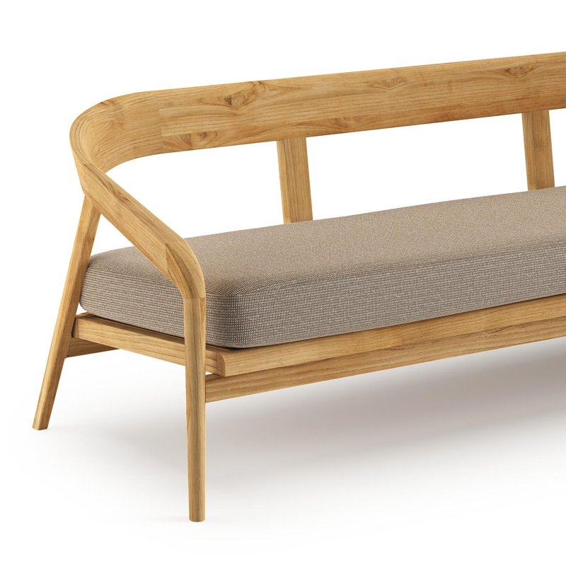 Canapé de jardin Lacrima en teck et coussin en all weather Solica firenze earth