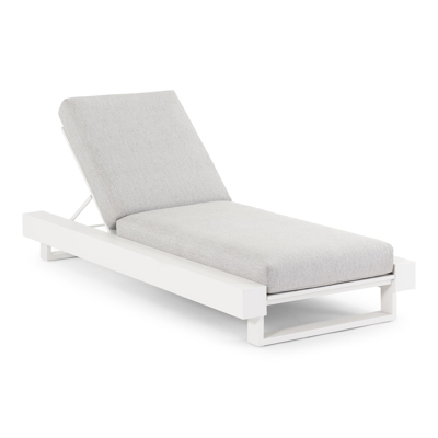 Nano verstelbaar ligbed in wit aluminium met savane nimbus all weather sunbrella® luxe kussen