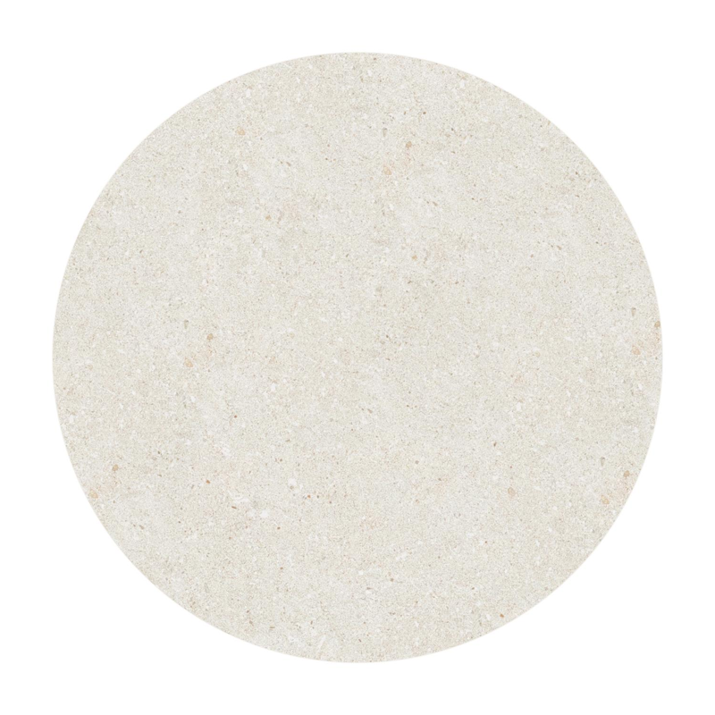 Fano low dining loungetafel rond in beige aluminium en volkeramiek Shilin - Dia. 65 x H 55 cm