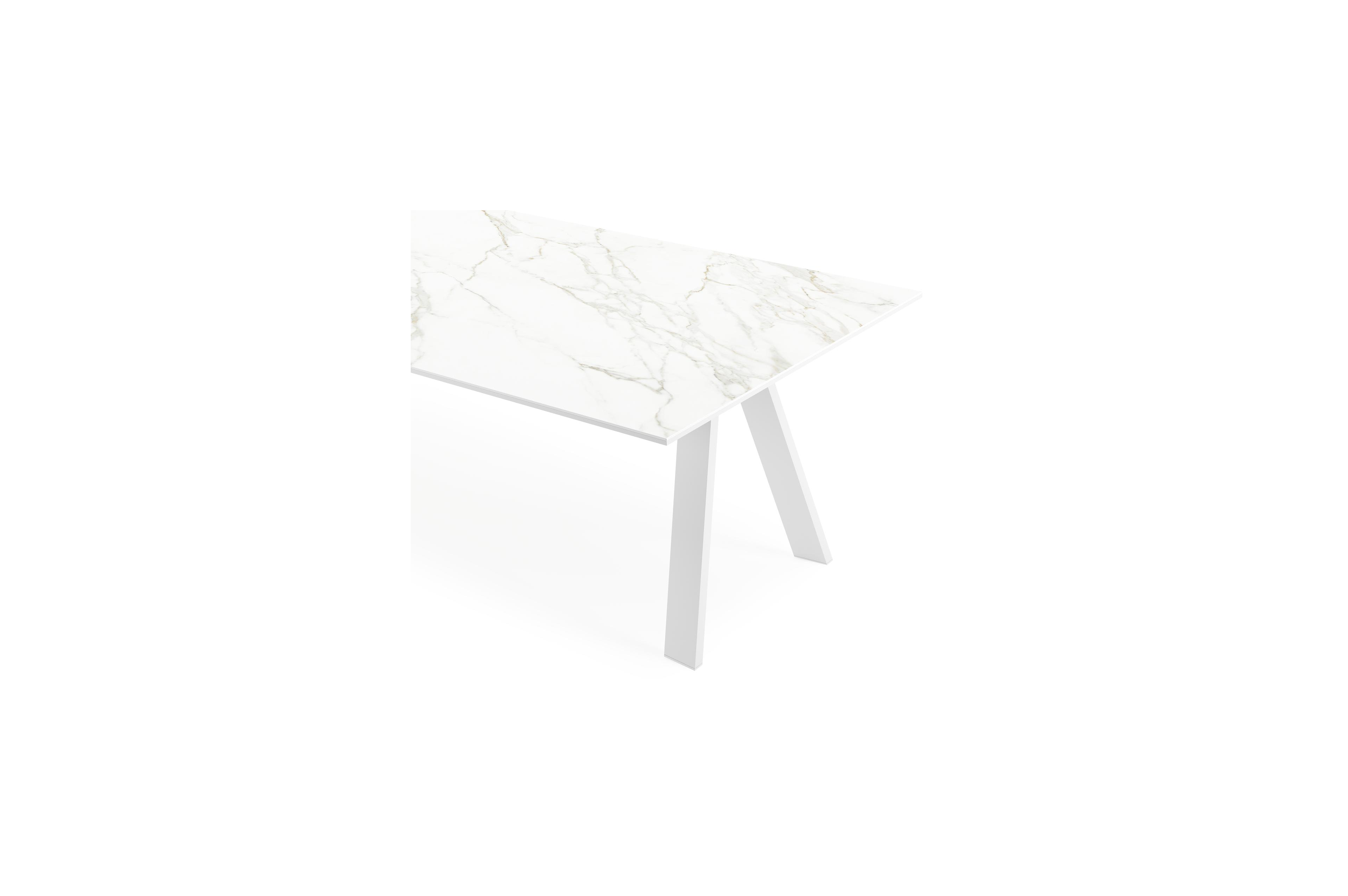 Cesano tuintafel in wit aluminium en volkeramiek calacatta - L 280 x B 110 x H 75 cm