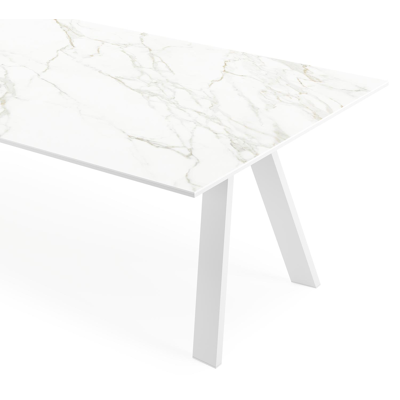 Cesano tuintafel in wit aluminium en volkeramiek calacatta - L 280 x B 110 x H 75 cm