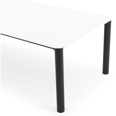 Orso tuintafel rechthoekig afgerond in zwart aluminium en volkeramiek Arctic White - L 290 x B 110 x H 74.5 cm