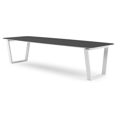 Pagino tuintafel bootvorm in wit aluminium en volkeramiek Nero Black - L 315 x B 115 x H 73 cm