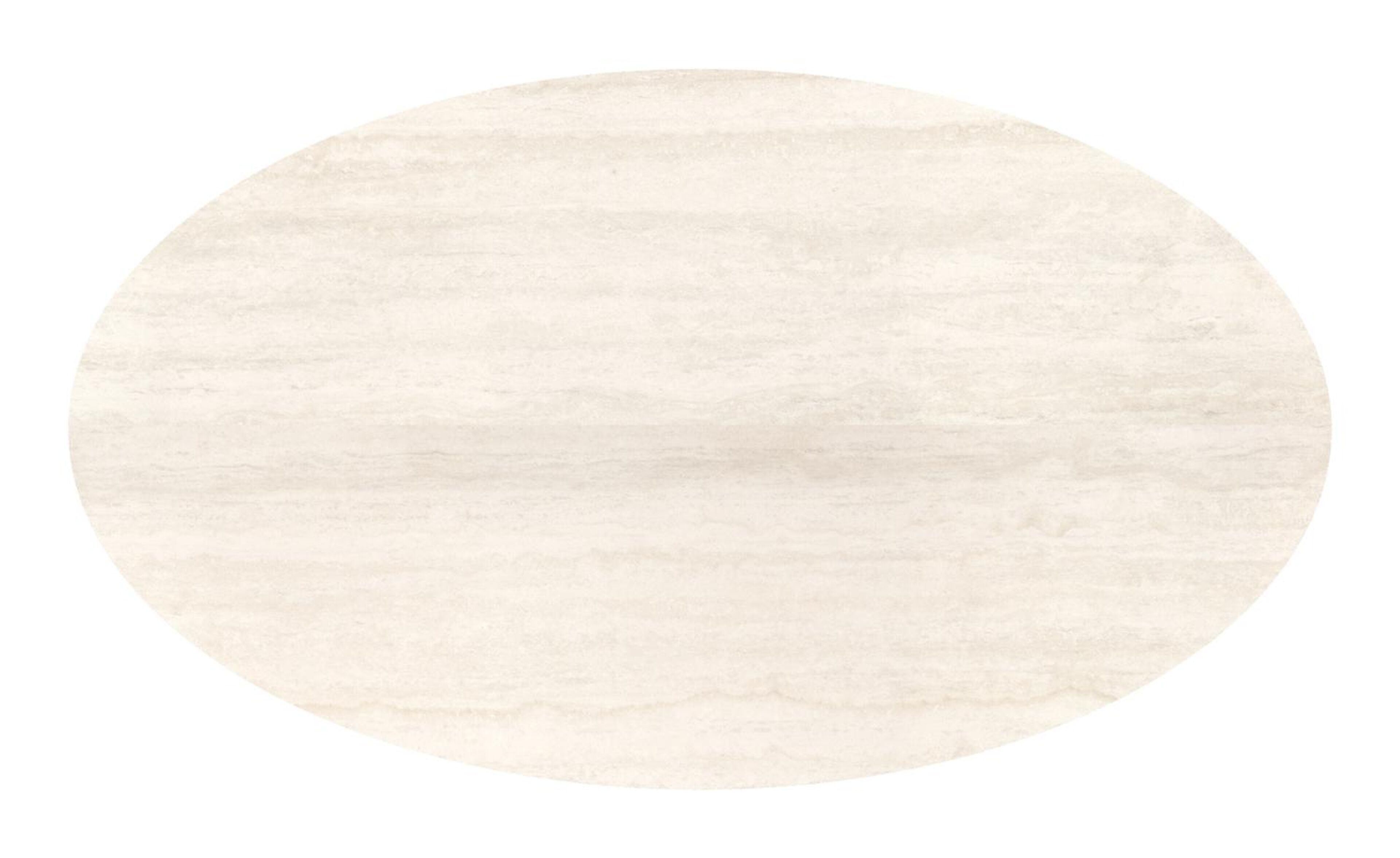 Table de jardin Fano oval en aluminium blanc et céramique pleine Travertino Bianco - Lg. 140 x Lrg. 80 x Haut. 74.5 cm