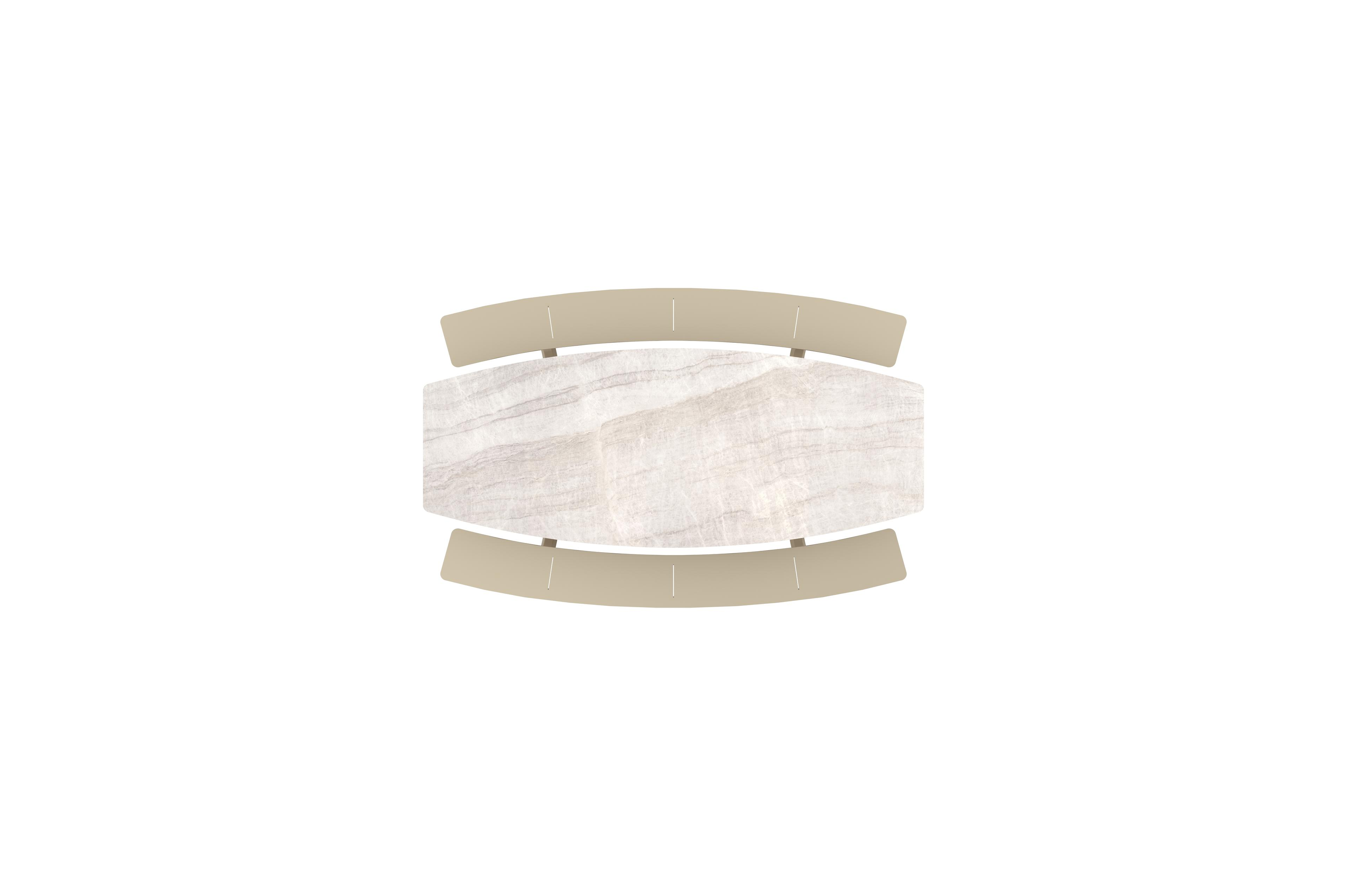 Forno picknicktafel bootvorm in beige aluminium en volkeramiek Taj Mahal - L 280 x B 192 x H 72 cm