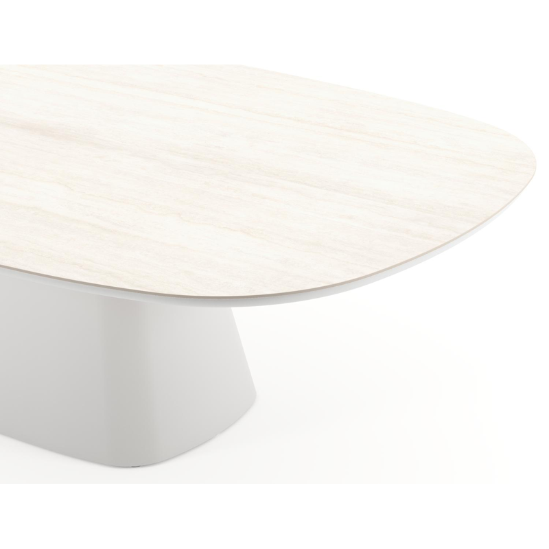 Amico tuintafel bombo xl in wit aluminium en volkeramiek Travertino Bianco - L 270 x B 148 x H 73.5 cm