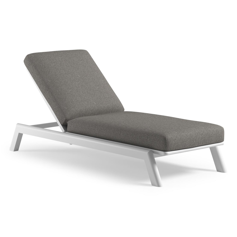 Cirello verstelbaar ligbed met pompsysteem in wit aluminium met tundra charcoal all weather Sunbrella® luxe kussen