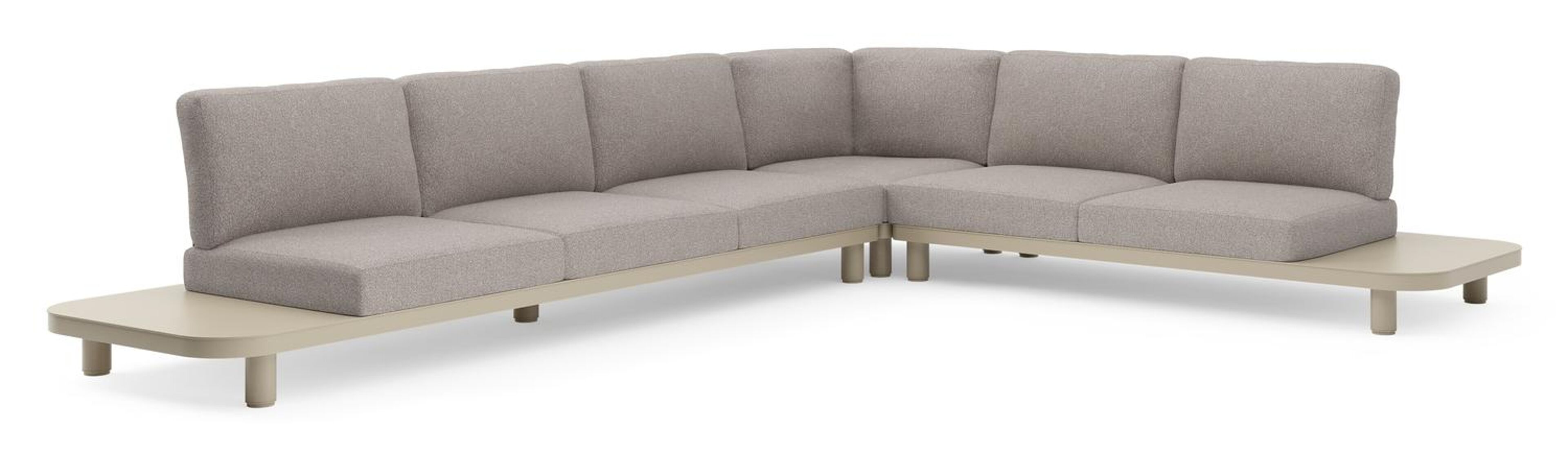 Donato loungehoek in beige aluminium met tundra charcoal all weather sunbrella® luxe kussen