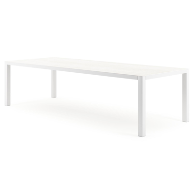 Como tuintafel rechthoekig in wit aluminium en volkeramiek calista - L 280 x B 110 x H 75 cm