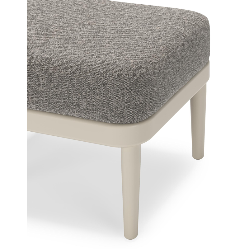 Pouf Orso en aluminium beige et coussins en all weather sunbrella® luxe Chartres Drizzle