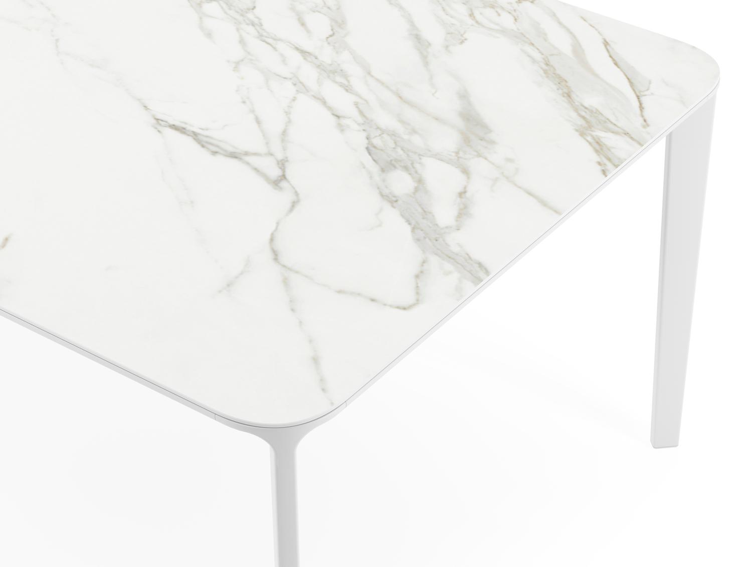 Urbino tuintafel in wit aluminium en volkeramiek calacatta - L 290 x B 110 x H 75 cm