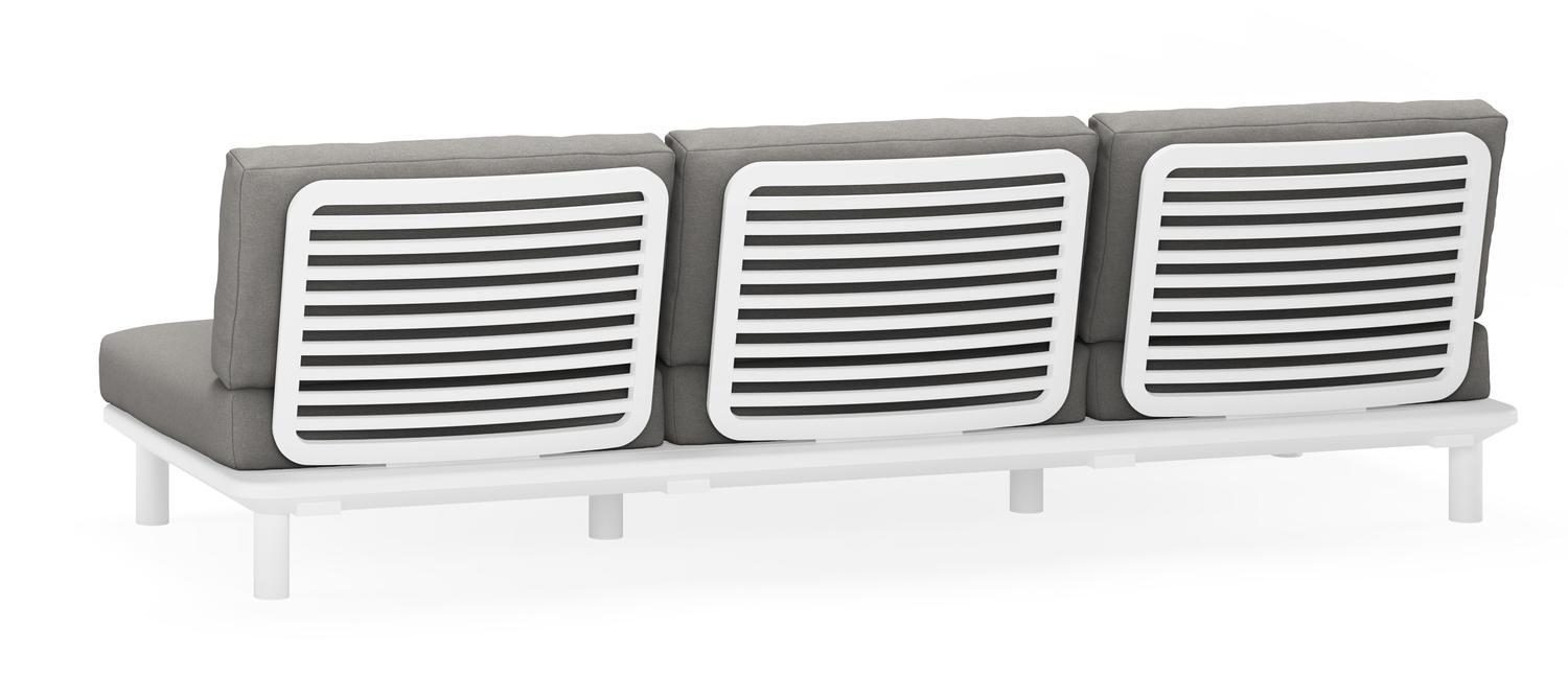 Fano loungebank 3-zit in wit aluminium met grijs weather+ softtouch kussen