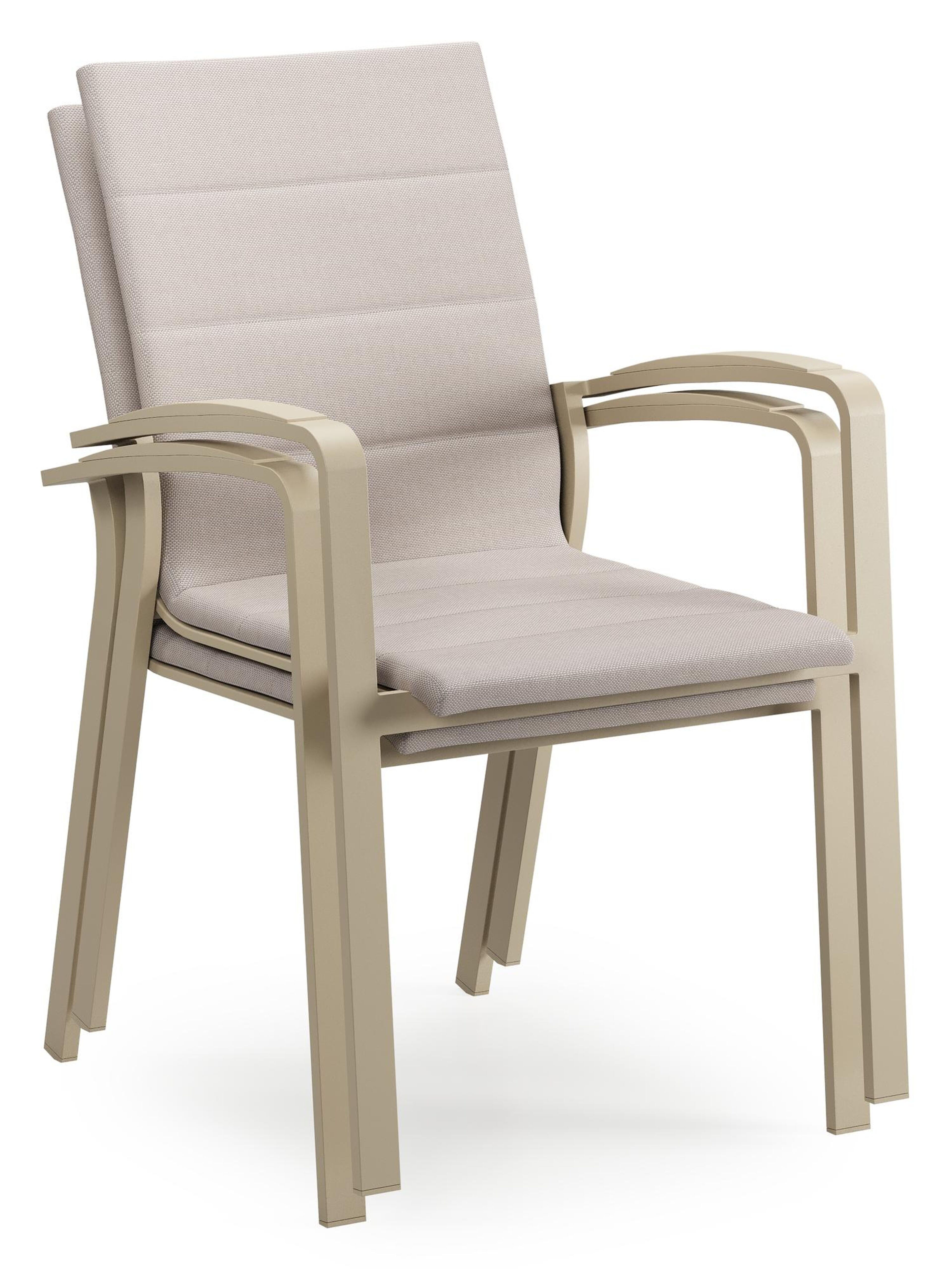 Lioni stapelbare tuinstoel in beige aluminium en beige dubbele luxe textilene