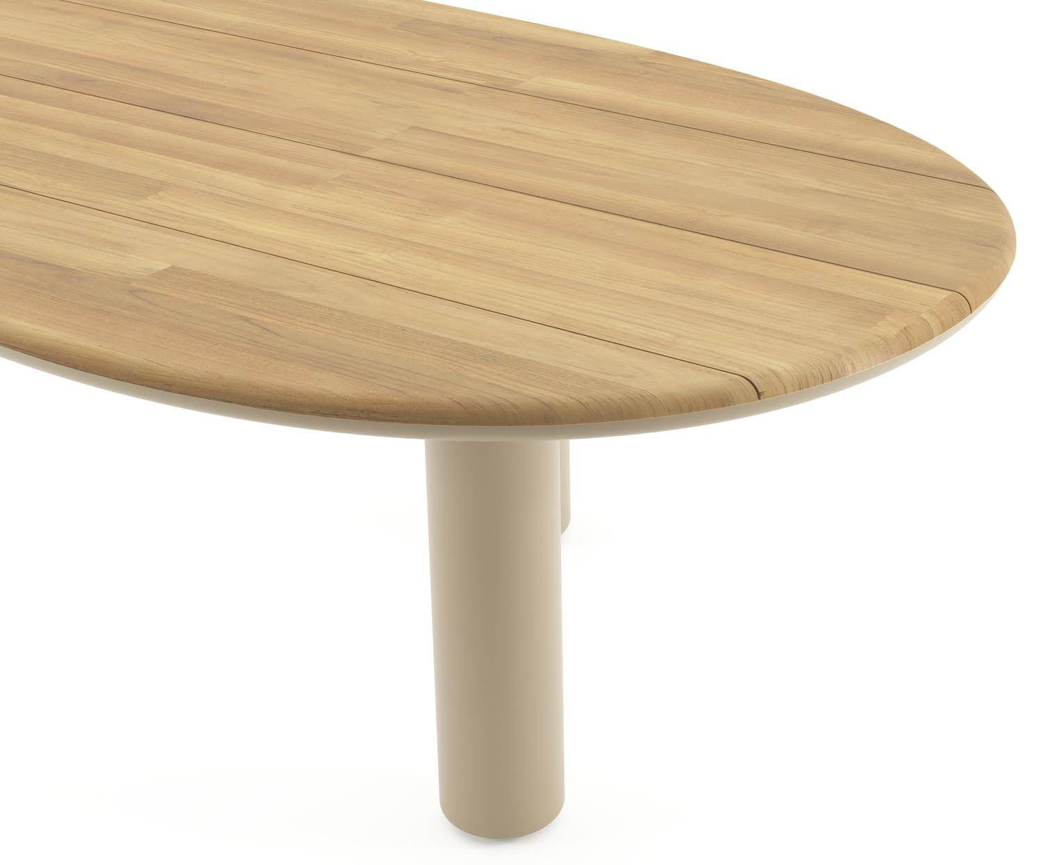 Amico tuintafel organisch in beige aluminium en teak - L 320 x B 145 x H 73.5 cm