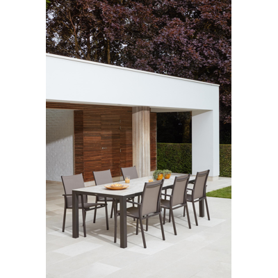 Rimini stapelbare tuinstoel koffie - aluminium en textilene