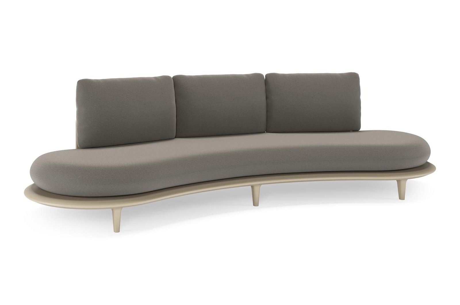 Bomero loungebank in beige aluminium met natte dark taupe all weather sunbrella® luxe kussen