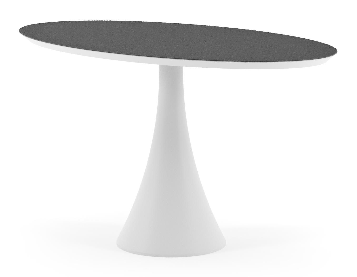 Fano tuintafel ovaal in wit aluminium en volkeramiek Nero Black - L 140 x B 80 x H 74.5 cm