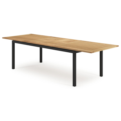 Amalfi verlengbare tuintafel in zwart aluminium en teak - L 200/280 x B 100 x H 75 cm