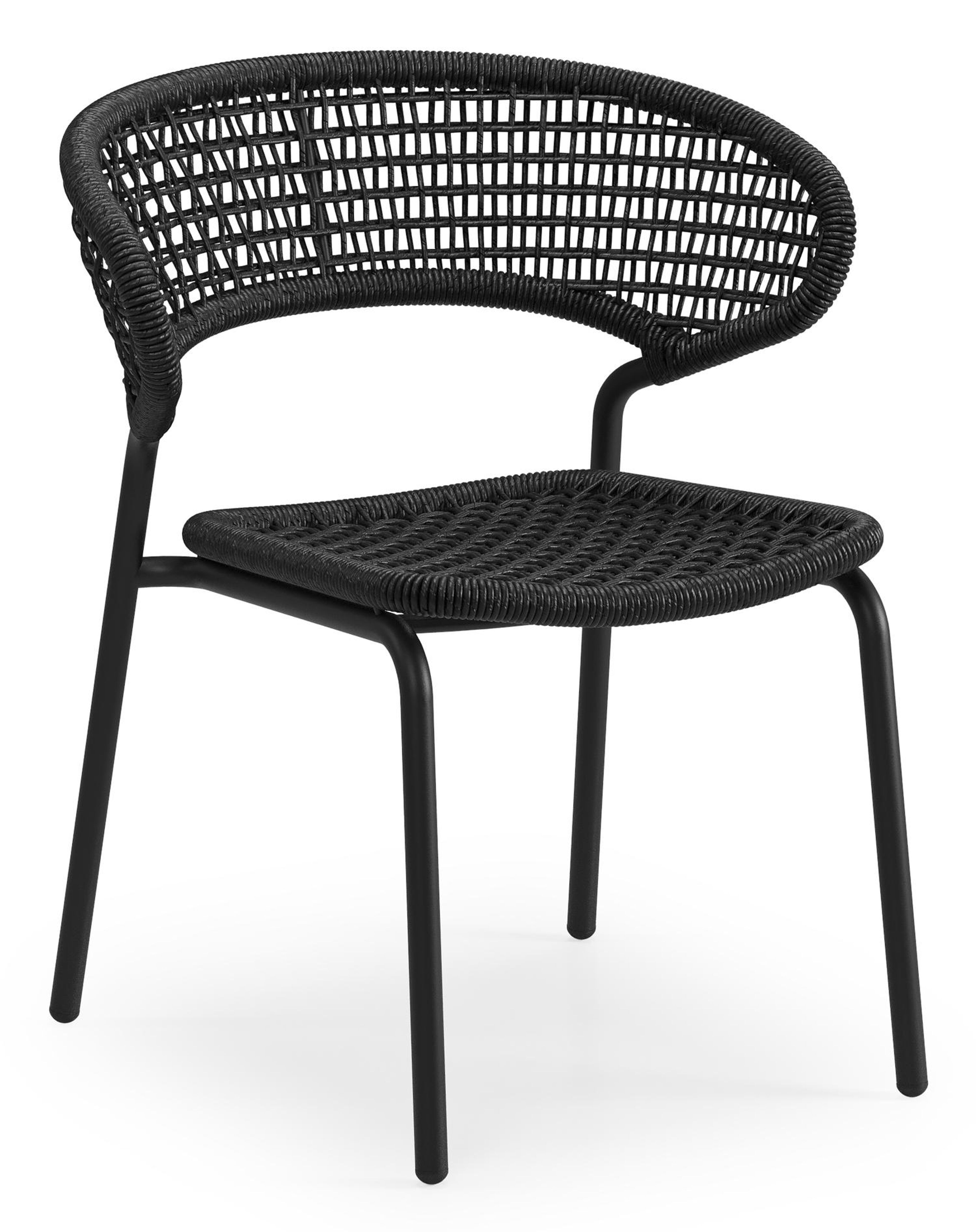 Donato XL stapelbare tuinstoel in zwart aluminium en zwart wicker