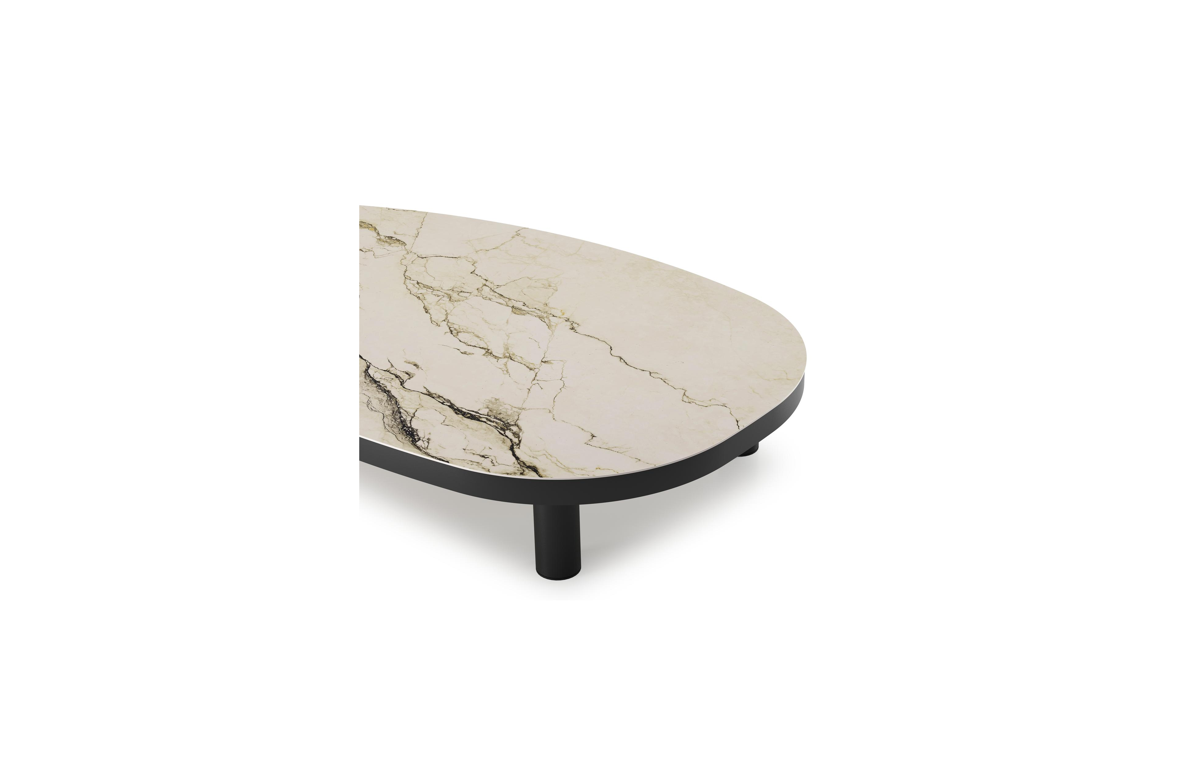 Donato loungetafel in zwart aluminium en colorado dunes volkeramiek - L 151 x B 90 x H 25 cm