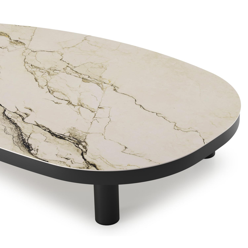 Donato loungetafel in zwart aluminium en colorado dunes volkeramiek - L 151 x B 90 x H 25 cm